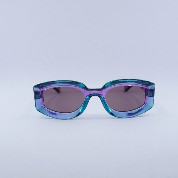 Gucci GG1719S 003 Sunglasses Shiny Transparent Violet Geometric Frame - Picture 2 of 11